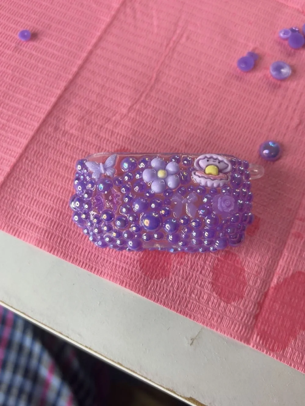 Purple Beaded Airpod case